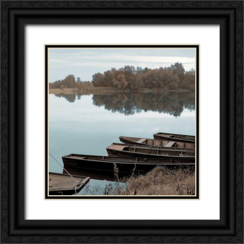 French Boats - 3 Black Ornate Wood Framed Art Print with Double Matting by Blaustein, Alan