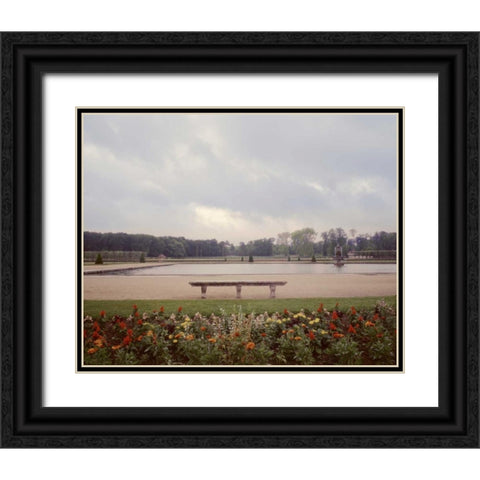 Banc de Jardin - 7 Black Ornate Wood Framed Art Print with Double Matting by Blaustein, Alan