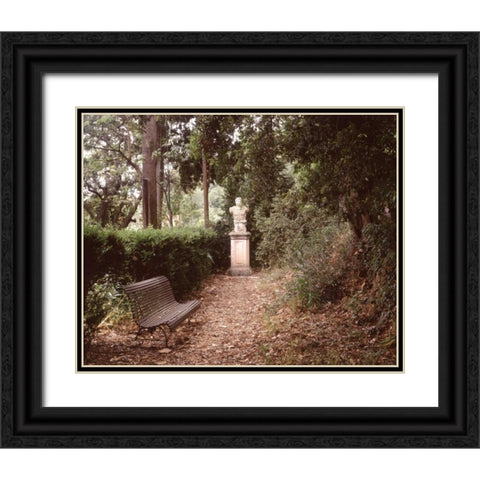 Banc de Jardin - 23 Black Ornate Wood Framed Art Print with Double Matting by Blaustein, Alan