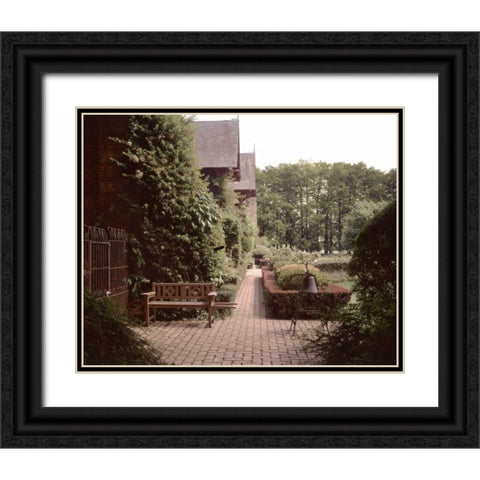 Banc de Jardin - 27 Black Ornate Wood Framed Art Print with Double Matting by Blaustein, Alan