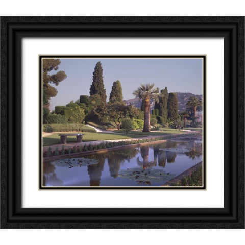 Banc de Jardin - 31 Black Ornate Wood Framed Art Print with Double Matting by Blaustein, Alan