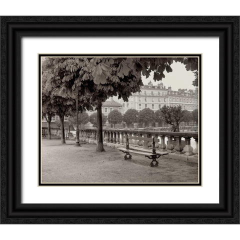 Banc de Jardin - 42 Black Ornate Wood Framed Art Print with Double Matting by Blaustein, Alan