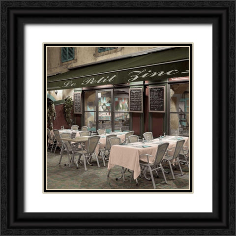 Le Petit Zinc Cafe Black Ornate Wood Framed Art Print with Double Matting by Blaustein, Alan
