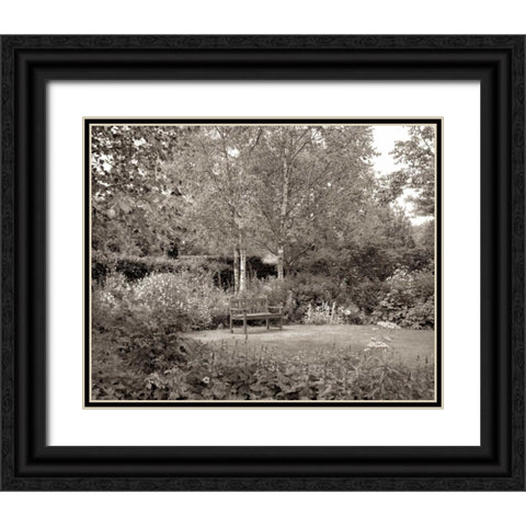 Banc de Jardin - 58 Black Ornate Wood Framed Art Print with Double Matting by Blaustein, Alan