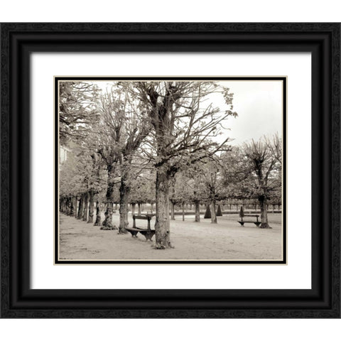 Banc de Jardin - 63 Black Ornate Wood Framed Art Print with Double Matting by Blaustein, Alan