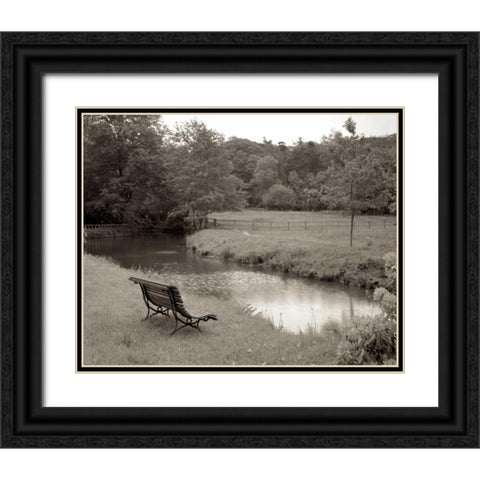 Banc de Jardin - 64 Black Ornate Wood Framed Art Print with Double Matting by Blaustein, Alan