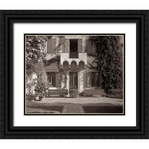 Banc de Jardin - 79 Black Ornate Wood Framed Art Print with Double Matting by Blaustein, Alan