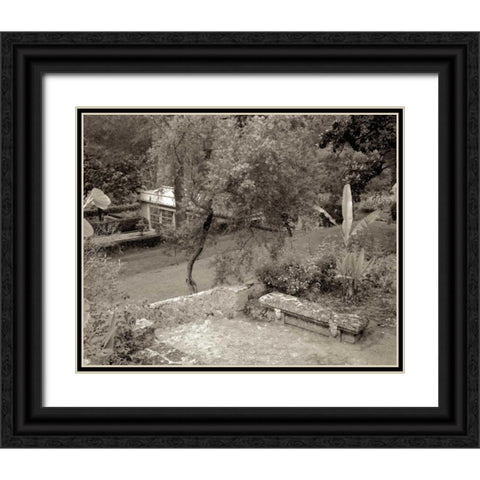 Banc de Jardin - 82 Black Ornate Wood Framed Art Print with Double Matting by Blaustein, Alan