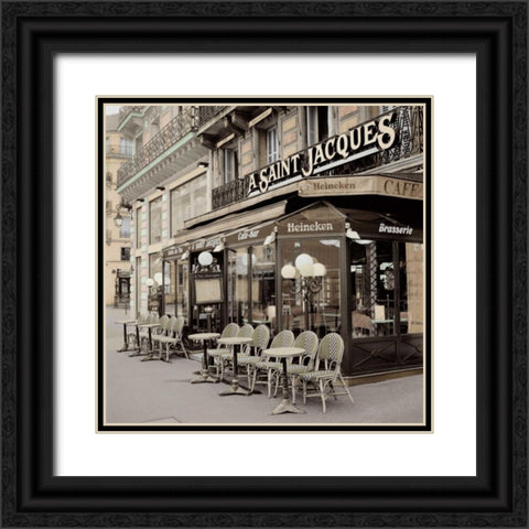 St Jacques Paris Black Ornate Wood Framed Art Print with Double Matting by Blaustein, Alan