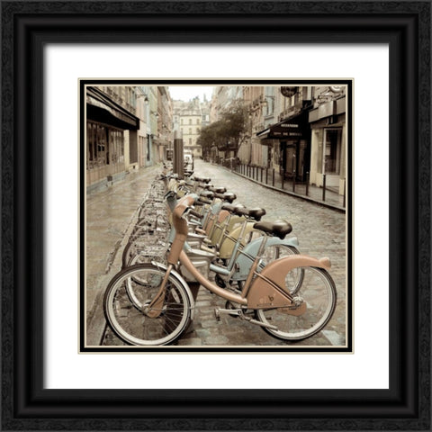 City Street Ride Paris Black Ornate Wood Framed Art Print with Double Matting by Blaustein, Alan