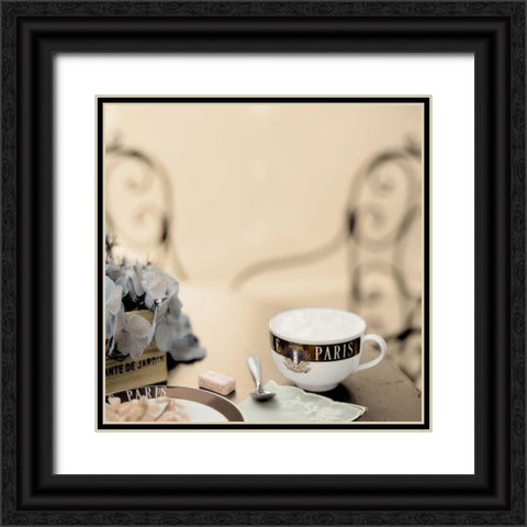 Paris Cafe de Jardin Black Ornate Wood Framed Art Print with Double Matting by Blaustein, Alan