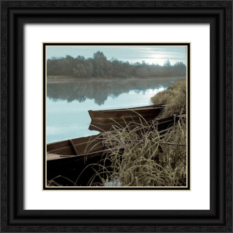 French Boats - 1 Black Ornate Wood Framed Art Print with Double Matting by Blaustein, Alan