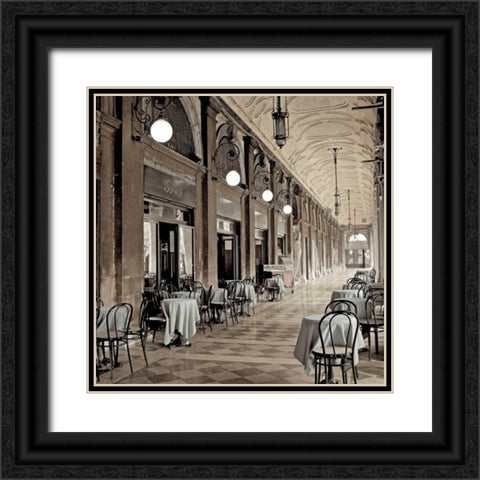 Veneto Caffe - 4 Black Ornate Wood Framed Art Print with Double Matting by Blaustein, Alan