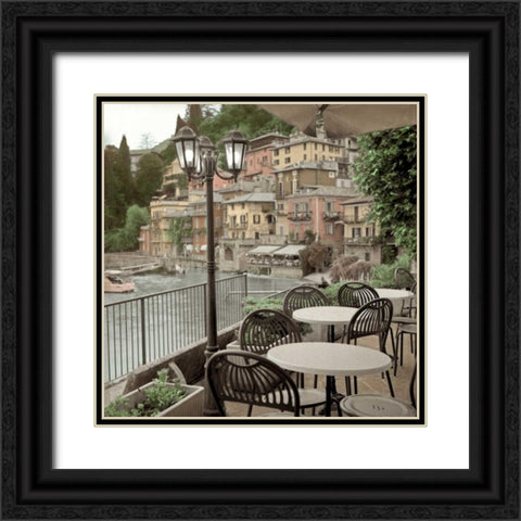 Porto Caffe - 27 Black Ornate Wood Framed Art Print with Double Matting by Blaustein, Alan