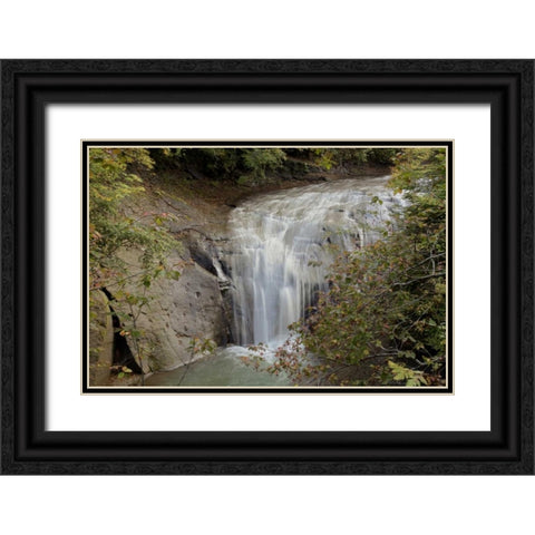 Hokkaido Waterfall - 1 Black Ornate Wood Framed Art Print with Double Matting by Blaustein, Alan