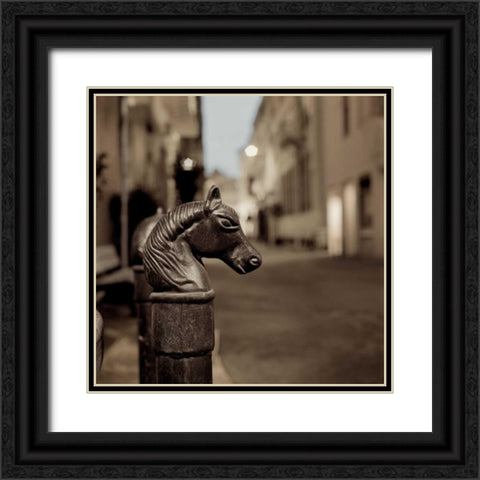 Hitching Post - 4 Black Ornate Wood Framed Art Print with Double Matting by Blaustein, Alan