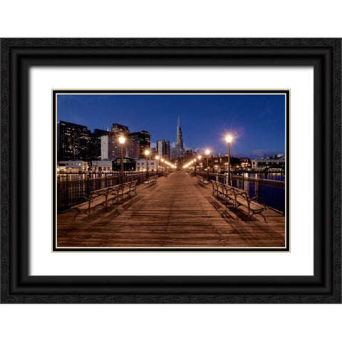 Broadway Pier - 21 Black Ornate Wood Framed Art Print with Double Matting by Blaustein, Alan