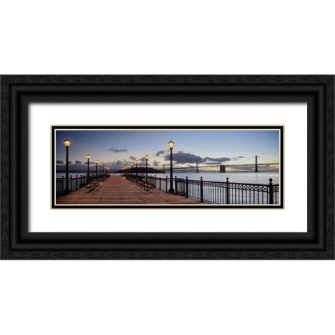 Broadway Pier Pano - 115 Black Ornate Wood Framed Art Print with Double Matting by Blaustein, Alan