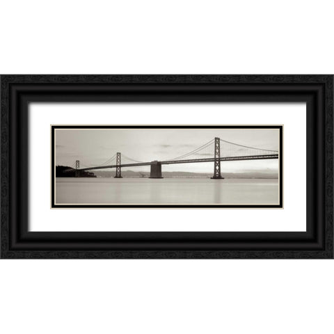 Bay Bridge Pano - 1 Black Ornate Wood Framed Art Print with Double Matting by Blaustein, Alan