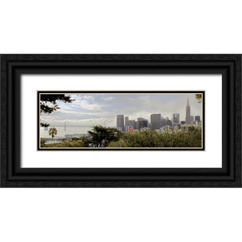SF Skyline Pano - 110 Black Ornate Wood Framed Art Print with Double Matting by Blaustein, Alan