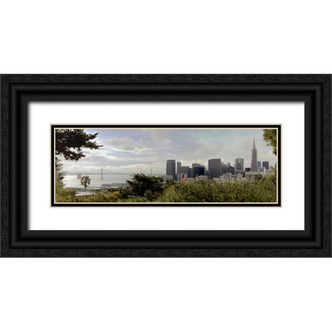 SF Skyline Pano - 109 Black Ornate Wood Framed Art Print with Double Matting by Blaustein, Alan