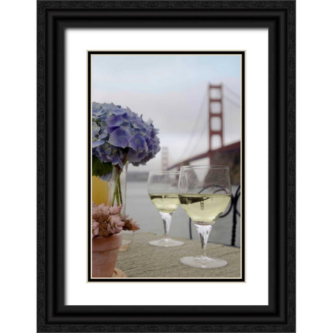 Dream Cafe Golden Gate Bridge - 4 Black Ornate Wood Framed Art Print with Double Matting by Blaustein, Alan