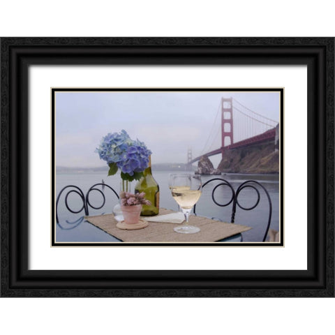Dream Cafe Golden Gate Bridge - 3 Black Ornate Wood Framed Art Print with Double Matting by Blaustein, Alan