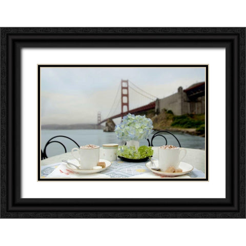 Dream Cafe Golden Gate Bridge - 5 Black Ornate Wood Framed Art Print with Double Matting by Blaustein, Alan