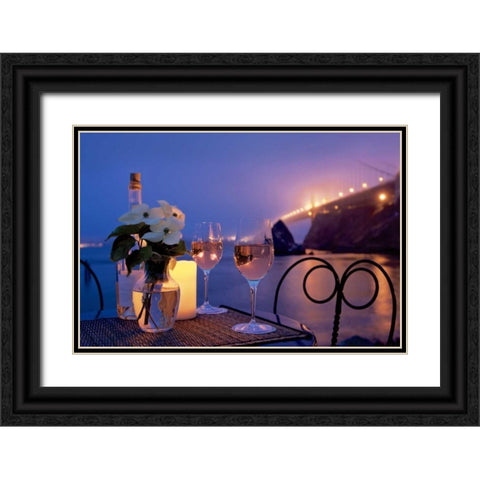 Dream Cafe Golden Gate Bridge - 7 Black Ornate Wood Framed Art Print with Double Matting by Blaustein, Alan