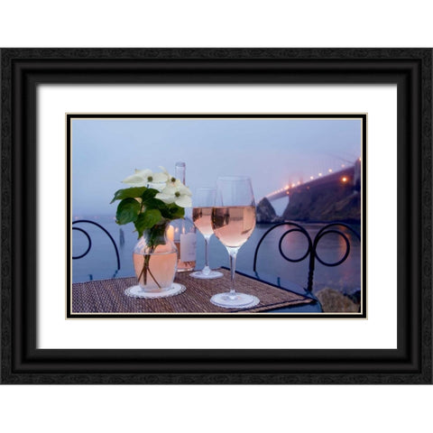 Dream Cafe Golden Gate Bridge - 9 Black Ornate Wood Framed Art Print with Double Matting by Blaustein, Alan