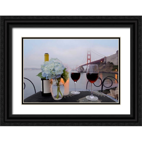 Dream Cafe Golden Gate Bridge - 13 Black Ornate Wood Framed Art Print with Double Matting by Blaustein, Alan