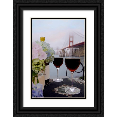 Dream Cafe Golden Gate Bridge - 14 Black Ornate Wood Framed Art Print with Double Matting by Blaustein, Alan