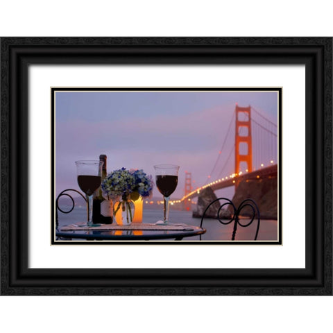 Dream Cafe Golden Gate Bridge - 41 Black Ornate Wood Framed Art Print with Double Matting by Blaustein, Alan