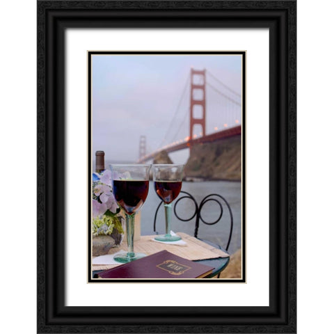 Dream Cafe Golden Gate Bridge - 39 Black Ornate Wood Framed Art Print with Double Matting by Blaustein, Alan