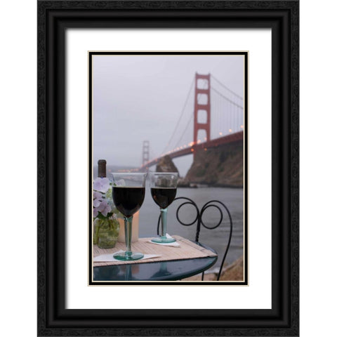 Dream Cafe Golden Gate Bridge - 38 Black Ornate Wood Framed Art Print with Double Matting by Blaustein, Alan