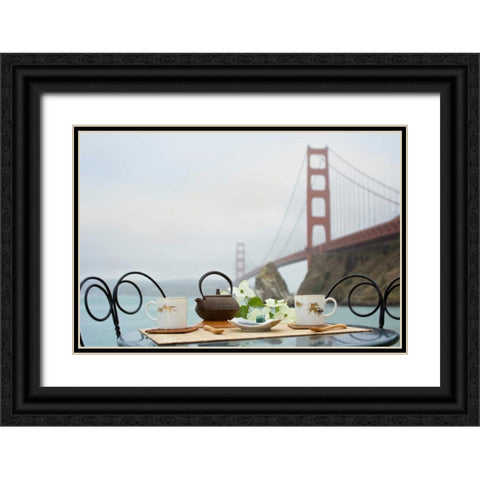 Dream Cafe Golden Gate Bridge - 43 Black Ornate Wood Framed Art Print with Double Matting by Blaustein, Alan