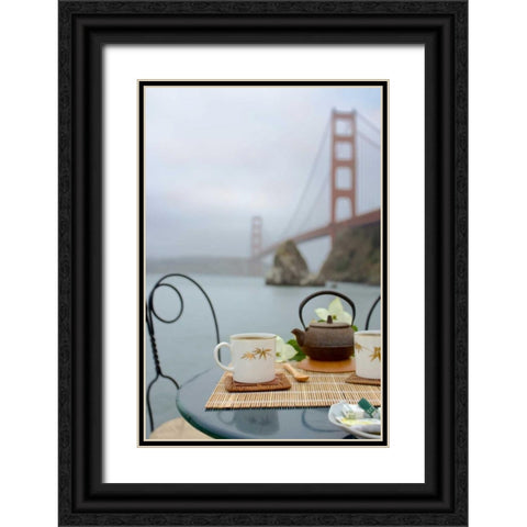 Dream Cafe Golden Gate Bridge - 42 Black Ornate Wood Framed Art Print with Double Matting by Blaustein, Alan
