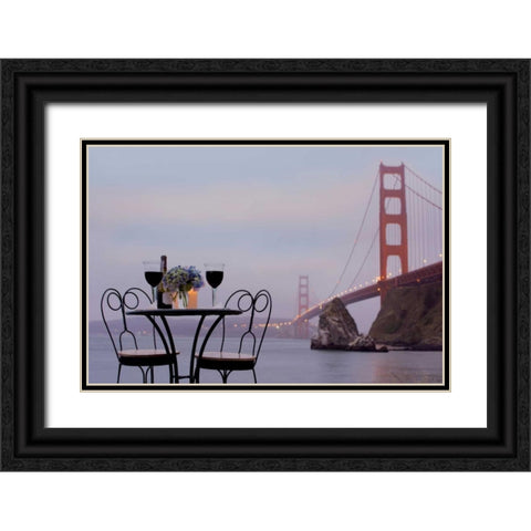 Dream Cafe Golden Gate Bridge - 37 Black Ornate Wood Framed Art Print with Double Matting by Blaustein, Alan
