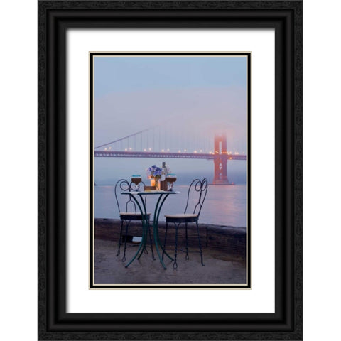 Dream Cafe Golden Gate Bridge - 52 Black Ornate Wood Framed Art Print with Double Matting by Blaustein, Alan