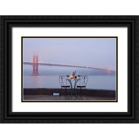 Dream Cafe Golden Gate Bridge - 53 Black Ornate Wood Framed Art Print with Double Matting by Blaustein, Alan