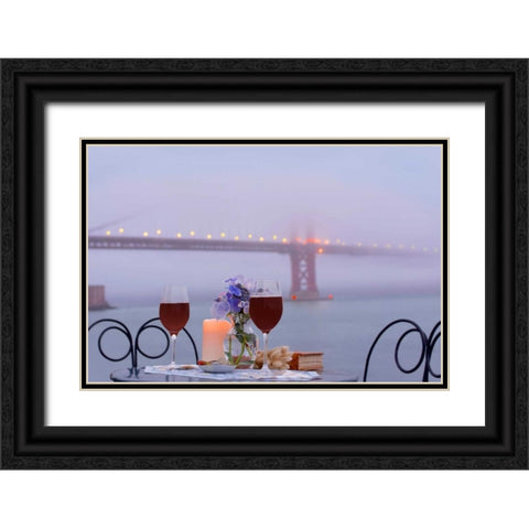 Dream Cafe Golden Gate Bridge - 57 Black Ornate Wood Framed Art Print with Double Matting by Blaustein, Alan