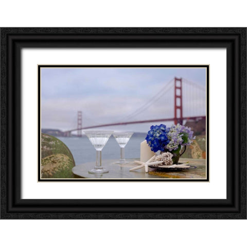 Dream Cafe Golden Gate Bridge - 63 Black Ornate Wood Framed Art Print with Double Matting by Blaustein, Alan
