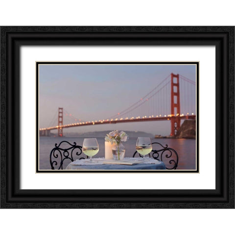Dream Cafe Golden Gate Bridge - 77 Black Ornate Wood Framed Art Print with Double Matting by Blaustein, Alan