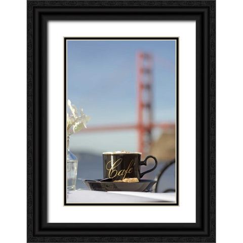 Dream Cafe Golden Gate Bridge - 88 Black Ornate Wood Framed Art Print with Double Matting by Blaustein, Alan
