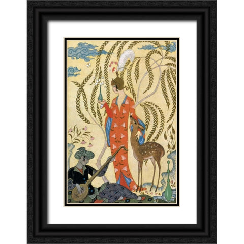 Persia Black Ornate Wood Framed Art Print with Double Matting by Barbier, Georges