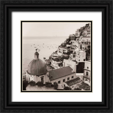 Positano Vista Black Ornate Wood Framed Art Print with Double Matting by Blaustein, Alan
