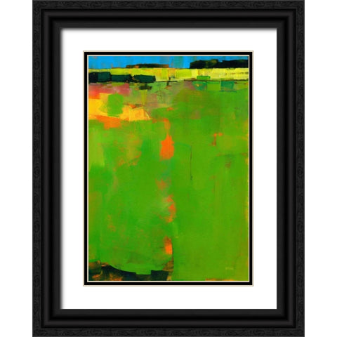 Green Field Black Ornate Wood Framed Art Print with Double Matting by Bailey, Paul