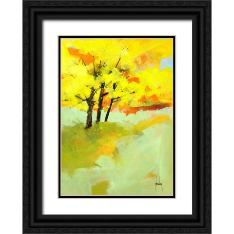 Autumn Trio Black Ornate Wood Framed Art Print with Double Matting by Bailey, Paul