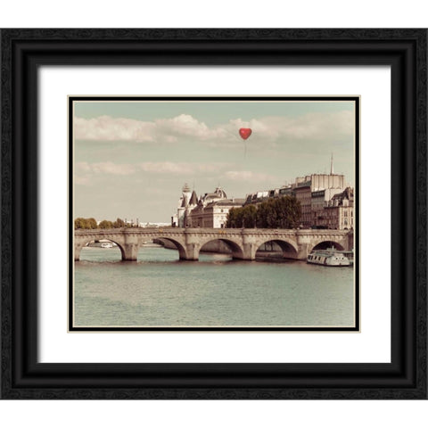 Paris Bridges Black Ornate Wood Framed Art Print with Double Matting by Bevan, Keri