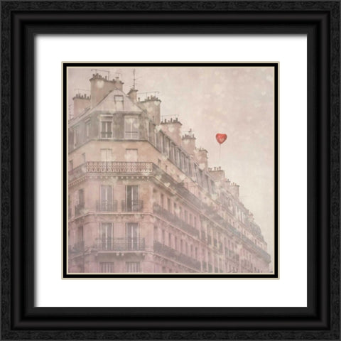 Heart Paris Black Ornate Wood Framed Art Print with Double Matting by Bevan, Keri